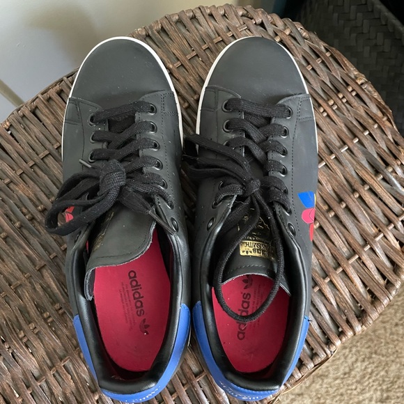 adidas Shoes - Adidas Stan Smith Black and Primary Color Logo Women’s Sneakers ( size 9)